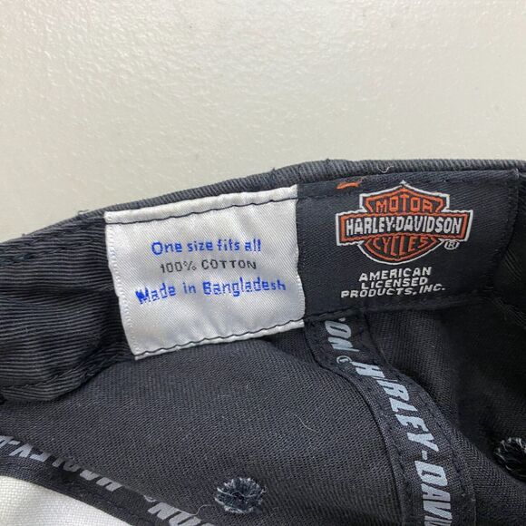 Harley Davidson Hat Cap Strapback Black Embroidered Logo Warwick RI Men One Size - Picture 9 of 10